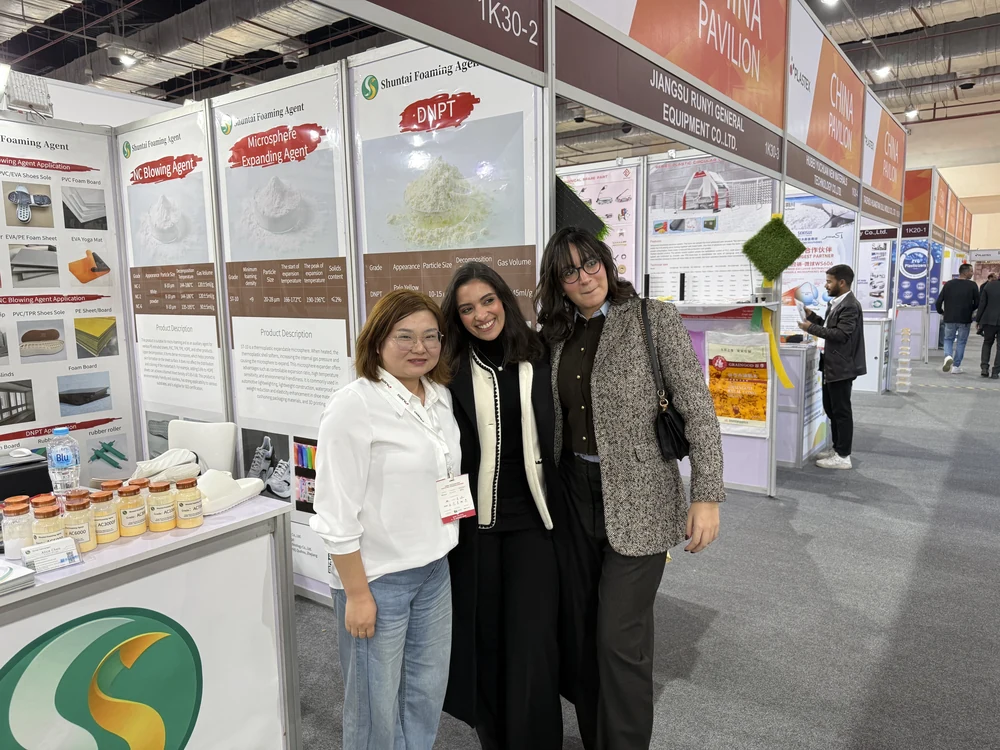 Shuntai representatives in an exhibition conversation, from supplied company materials